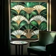 thumbnail image 1 of Elegant Green Fan Shaped Glass Window Film Static Cling Privacy Decal For Home Interior Doors Bathrooms Kitchens And Living Spaces, 1 of 3