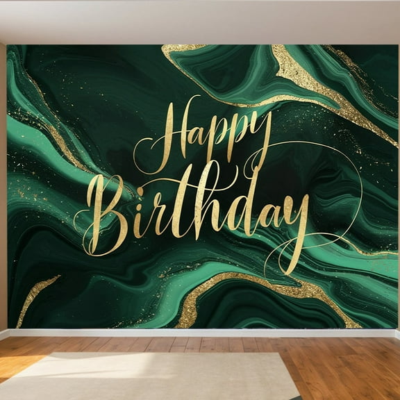 Elegant Green Happy Birthday Backdrop Green Golden Glitter Marble Texture Birthday Photography Background Jade Green Abstract Marble Birthday Party Decorations Banner Supplies Photo Booth Props