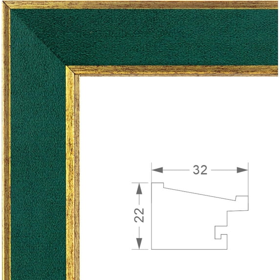 Elegant Green Suede 20x24 Frame with Mat for 16x20, Shatterproof Acrylic Glass, Versatile Hanging Options
