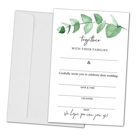 Elegant Greenery Wedding Invitation Set - 25 Cardstock Invitations with Envelopes for Memorable Wedding Parties and Receptions - Perfect for Celebrating Love and Joy