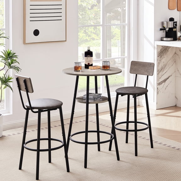 Elegant Grey Bar Stools With Shelf And Comfortable Seating Solution Table - Stylish Choice