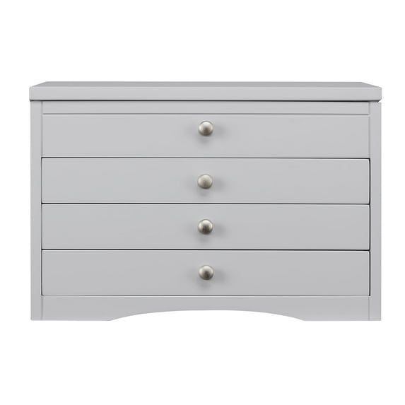 Elegant Jewelry Box with Glass Lid, Multi-Compartment Lift-Top, and 3 Drawers