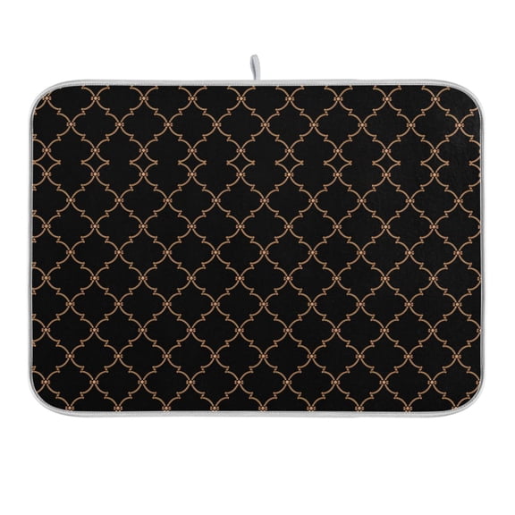 Elegant Grid Lines Dish Drying Mat 16x18 Absorbent Microfiber Draining Rack Pad for Kitchen Counter Sink