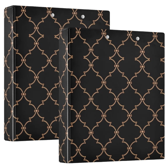 Elegant Grid Lines Hardcover 3 Ring Binder 1.5” Round Rings Letter Size Paper Pockets for School Office Supplies