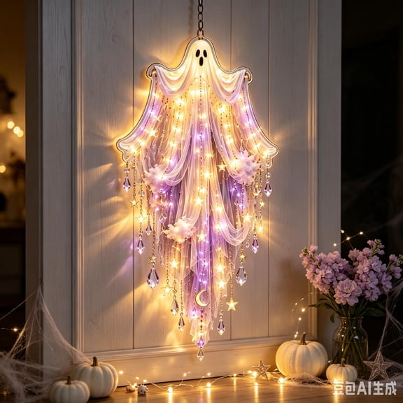 Elegant Halloween Cascade Wall Light, Ghost Veil Gothic Wall Accent, Cascading Hanging Design for Elegant Halloween Home Decor