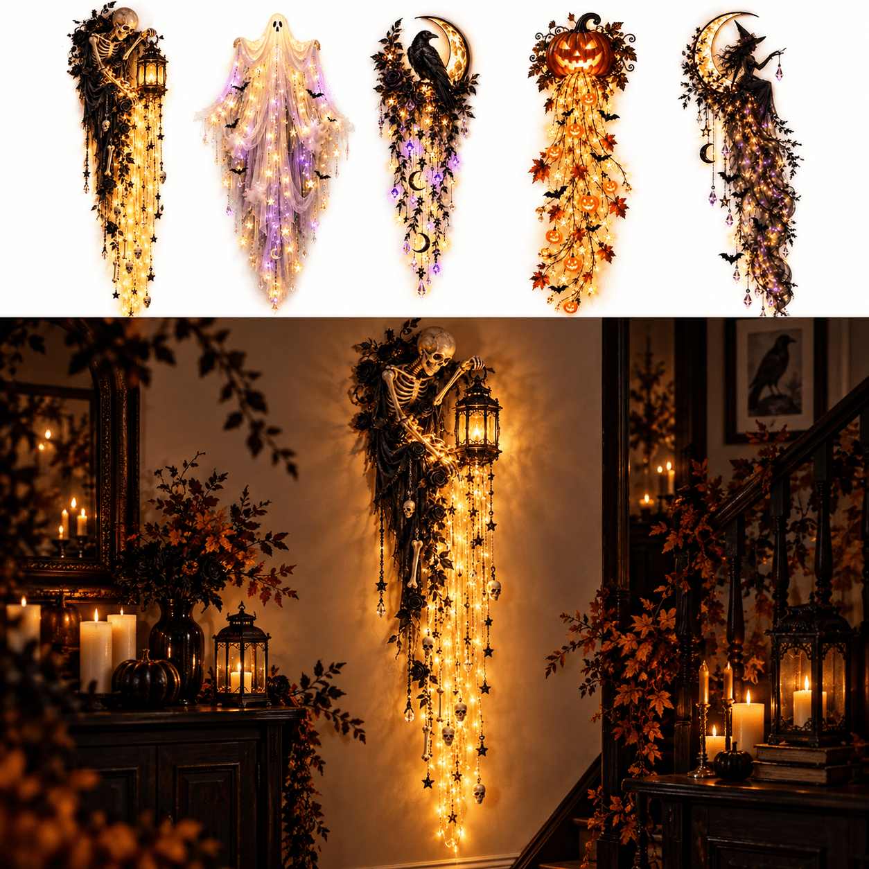 Elegant Halloween Cascade Wall Light, Witch’s Moonlight Gothic Wall ...