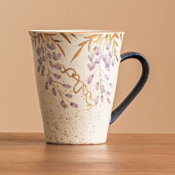 Elegant Hand-Painted Gold-Decorated Ceramic Mug - 170ml Capacity Tea Cup for Coffee and Hot Beverages