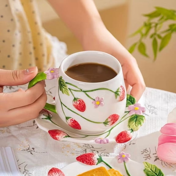 Elegant Hand-Painted Porcelain Coffee Mug 12 oz Artisan Breakfast Cup for Coffee, Tea, Hot Chocolate & Hot Beverages, Microwave & Dishwasher Safe Durable Ceramic Mug for Home Office or Gift