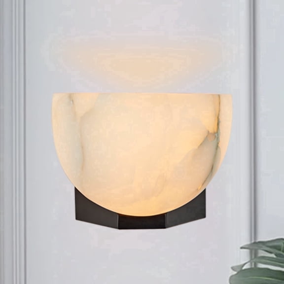 Elegant Handcrafted Alabaster Wall-Mounted Sconce - Natural Black Wall Light for Living Room & Bedroom