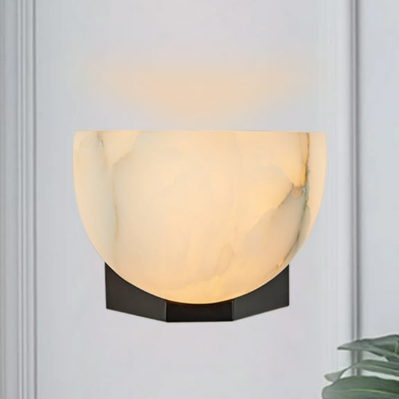 Elegant Handcrafted Alabaster Wall-Mounted Sconce - Natural Black Wall Light for Living Room & Bedroom
