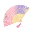 thumbnail image 1 of Elegant Handcrafted Bamboo And Silk Folding Fan With Floral Design And Tassel For Weddings And Parties, 1 of 6