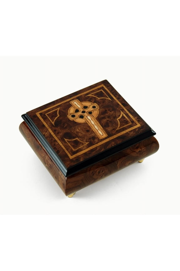 Elegant Handcrafted Italian Celtic Cross Inlaid Music Box - Thriller (Michael Jackson)