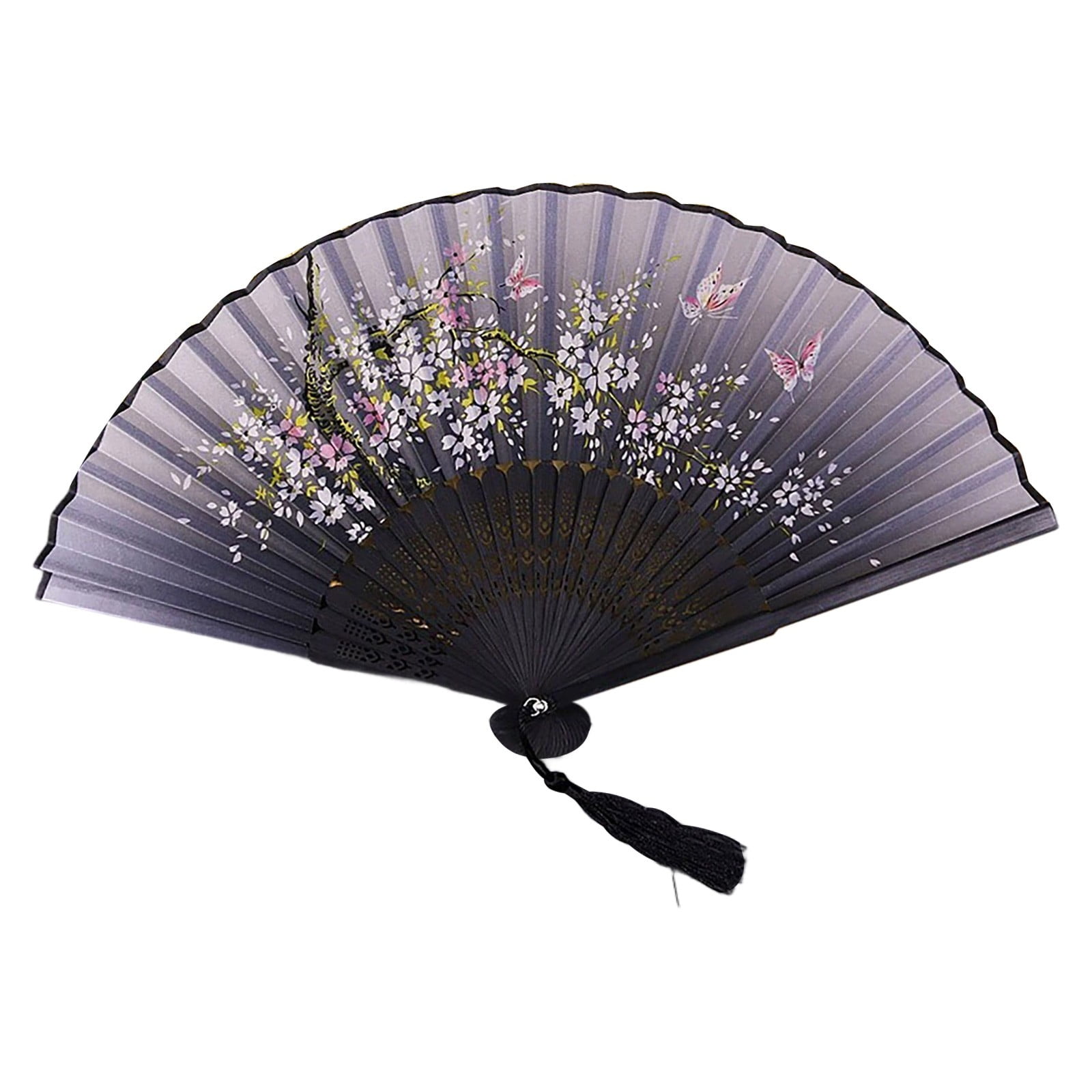 Elegant Handheld Folding Fan - Chinese Style Bamboo Silk Fan with ...
