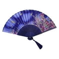 thumbnail image 1 of Elegant Handheld Folding Fan - Chinese Style Bamboo Silk Fan with Hollow Ribs & Tassel - Portable Fan for Dance, Weddings & Everyday Use, 1 of 5