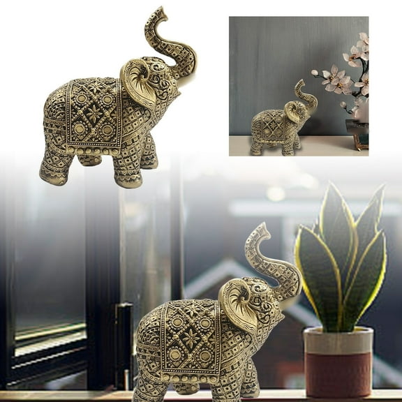 Elegant Handmade Elephant Resin Figurine - Unique Desktop Ornament for Home Décor Ideal for Any Celebration or Occasion