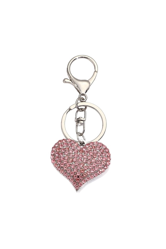 Elegant Heart Keychain Full Rhinestones Cut Design Lightweight Build Keyring Ornament for Travel or Daily Carry