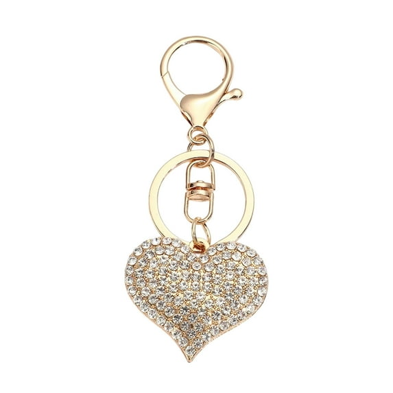 Elegant Heart Keychain Full Rhinestones Cut Design Lightweight Build Keyring Ornament for Travel or Daily Carry