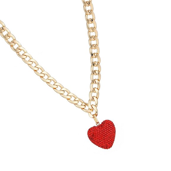 Elegant Heart Pendant Necklace Women Charm Necklace with Thick Chain Fashion Heart Drop Earrings for Various Occasion