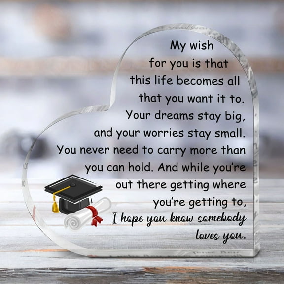 Elegant Heart-Shaped Acrylic Graduation Keepsake Perfect Gift for University College High School Grads Symbolizes Bravery Strength Smartness Women Men Father's Day Gifts Thank You Home Gifts