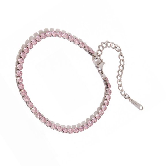 Elegant Heart Shaped Cubic Zirconia Chain Bracelet With Secure Clasp Design