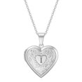 thumbnail image 1 of Elegant Heart Shaped Frame Necklace Engraved Letter Charm Titanium Steel Chain, 1 of 10