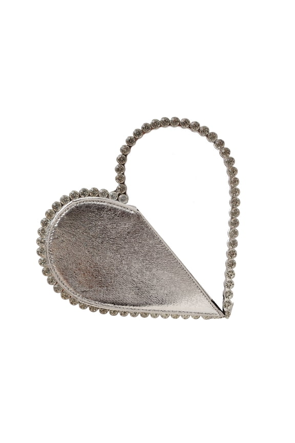Elegant Heart Shaped Purse With Rhinestones Frame Evening Bag For Wedding Party And Cocktail Event