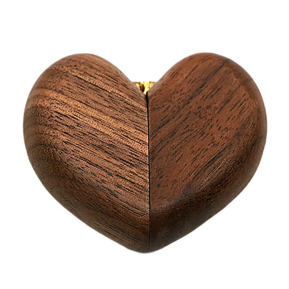 Elegant Heart Shaped Wooden Ring For Engagement Proposal With Secure Closure And Exquisite Carved Details