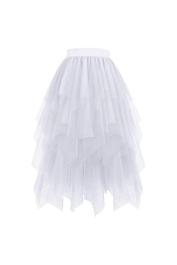 Elegant High-Fidelity Knit Sheer Overlay Skirt with Built-in Liner & Flirty Asymmetrical Hem — Women’s Y2K Layered Lace Maxi Skirt, Boho Flowy Mesh, Solid High-Low Ruffle Hem