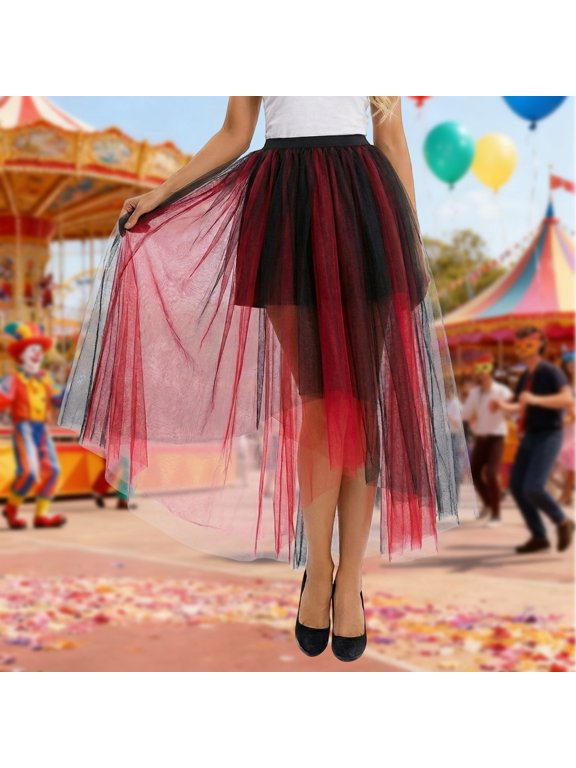Elegant High Low Skirt with Asymmetrical Hemline for Party Evening Formal Occasion Skirts One Size