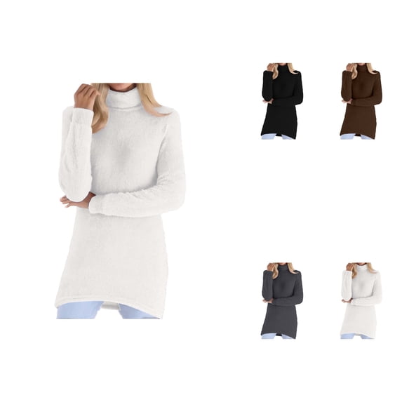 Elegant High Neck Solid Knit Pullover For Cozy Everyday Sweater Without