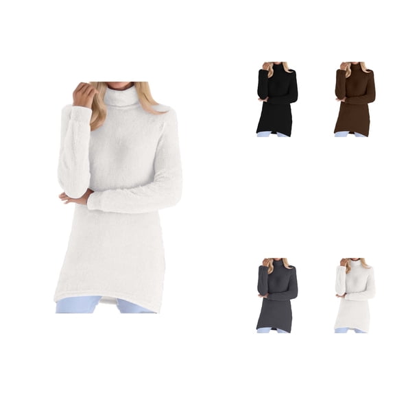 Elegant High Neck Solid Knit Pullover For Cozy Everyday Sweater Without