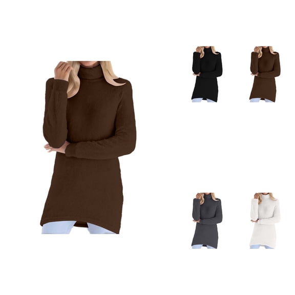 Elegant High Neck Solid Knit Pullover For Cozy Everyday Sweater Without