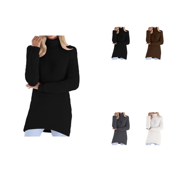 Elegant High Neck Solid Knit Pullover For Cozy Everyday Sweater Without