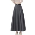 thumbnail image 1 of Elegant High Waist Long Skirt for Women Pleated Dress Color Breathable and Comfortable Polyester Fabric, 1 of 8