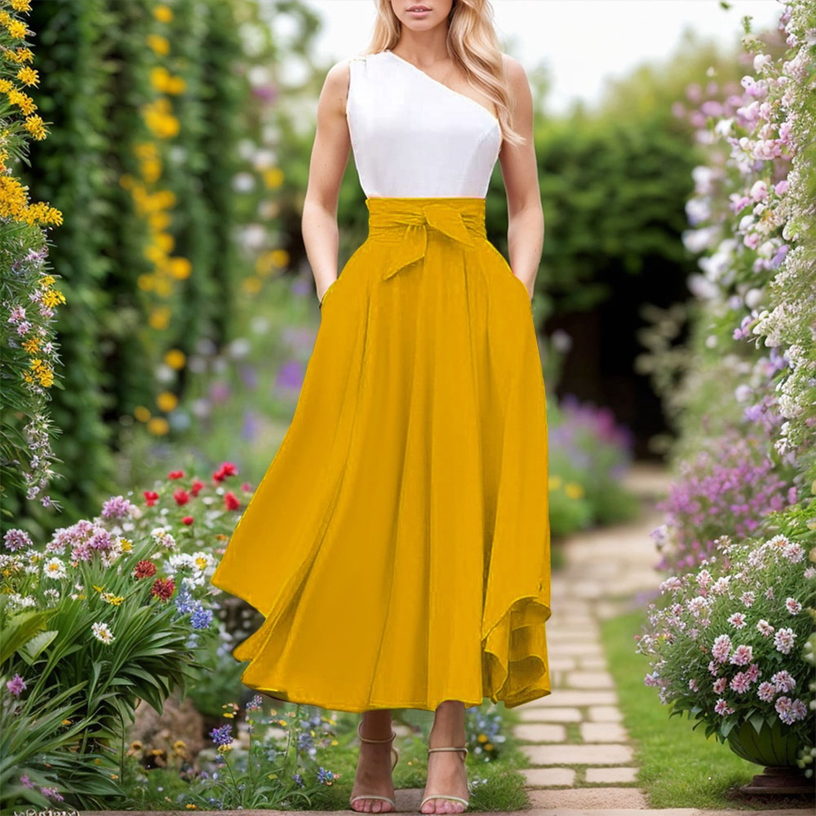 Women's skirt elegant asymmetrical high waist main image 1
