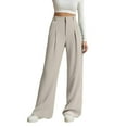 thumbnail image 1 of Elegant High Waisted Wide Leg Trousers for Women Dress Pants with Functional Pockets Comfortable Business Attire Loose Fit Lounge Comfy Fall Winter Trousers, 1 of 5