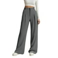 thumbnail image 1 of Elegant High Waisted Wide Leg Trousers for Women Dress Pants with Functional Pockets Comfortable Business Attire Loose Fit Lounge Comfy Fall Winter Trousers, 1 of 5