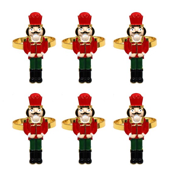 Elegant Holiday Dinner Napkin Rings Nutcrackers Design Alloy Metal Christmas Decors Delicate Alloy Napkin Holders