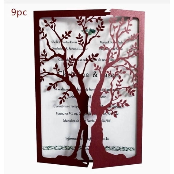 Elegant Hollow Design Wedding and Birthday Greeting Card - Love Tree Invitation for Special Occasions