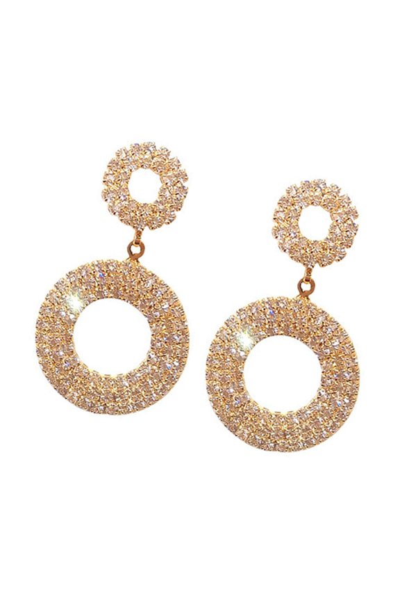 Elegant Hollow Round Rhinestones Earrings Comfort Wear Day to Night Versatile Jewelry