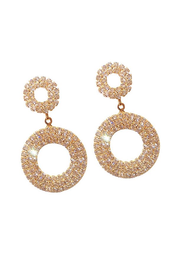 Elegant Hollow Round Rhinestones Earrings Comfort Wear Day to Night Versatile Jewelry