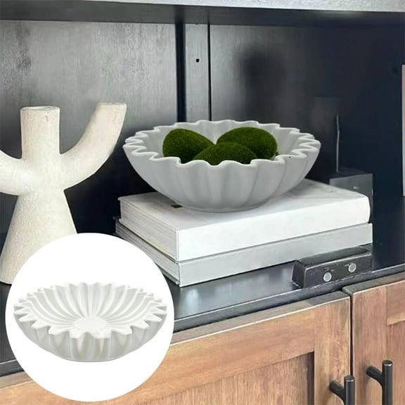 Decorative Bowls For Home - Resin Fruit Bowl Antique Scallop Bowl Fluted Bowl Ruffle Bowl for Housewarming and Wedding