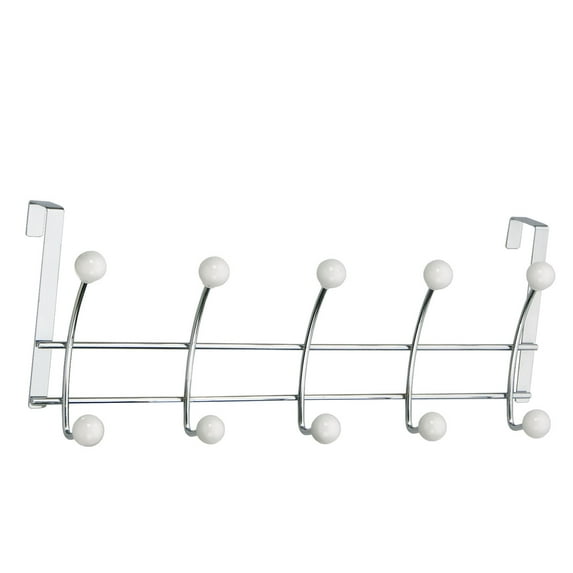 Elegant Home Fashions 5-Hook Over The Door With White Porcelain Ball, Chrome