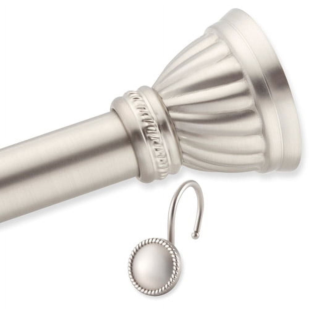 Elegant Home Fashions Beaded Swirl Decorative Shower Rod and Hooks Set