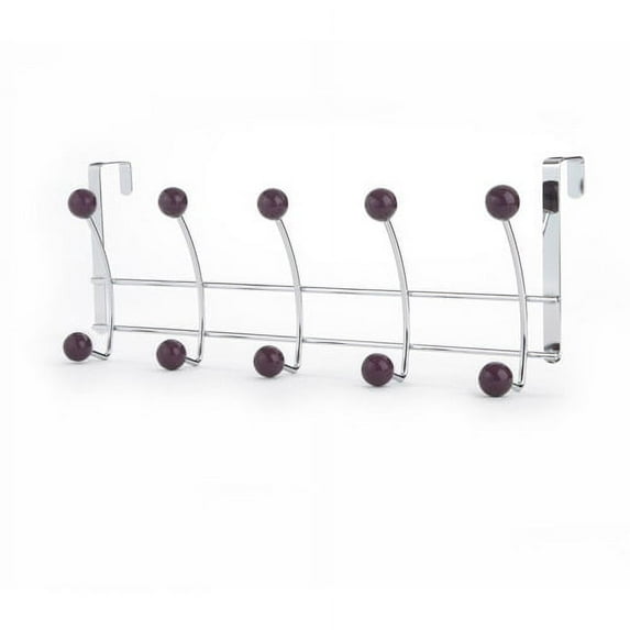 Elegant Home Fashions Over The Door 5 Hook Rack with Porcelain Balls and Chrome Finish