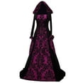 thumbnail image 1 of Elegant Hooded Swing Dress Retro Art Print Long Sleeve Tie Waist Dinner Gown, 1 of 2