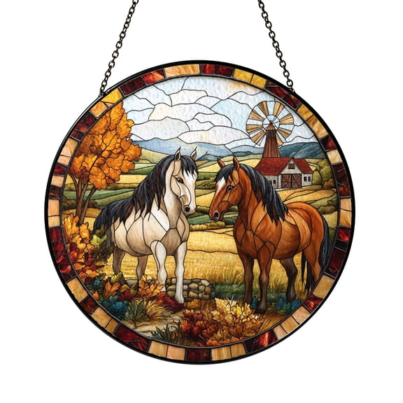 Elegant Horse Glass Window Hanging – Country Home Decor