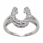 Elegant Horseshoe Ring, Luxury Accent Ring, Unique Design Ring, Lucky Horseshoe Ring, 14K White Gold Plated, 1.8 Ct Simulated Diamond