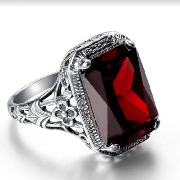 Elegant Huge Natural 3.5Ct Tanzanite 925 Silver Ruby Ring Women Wedding Engagement Size 6-10