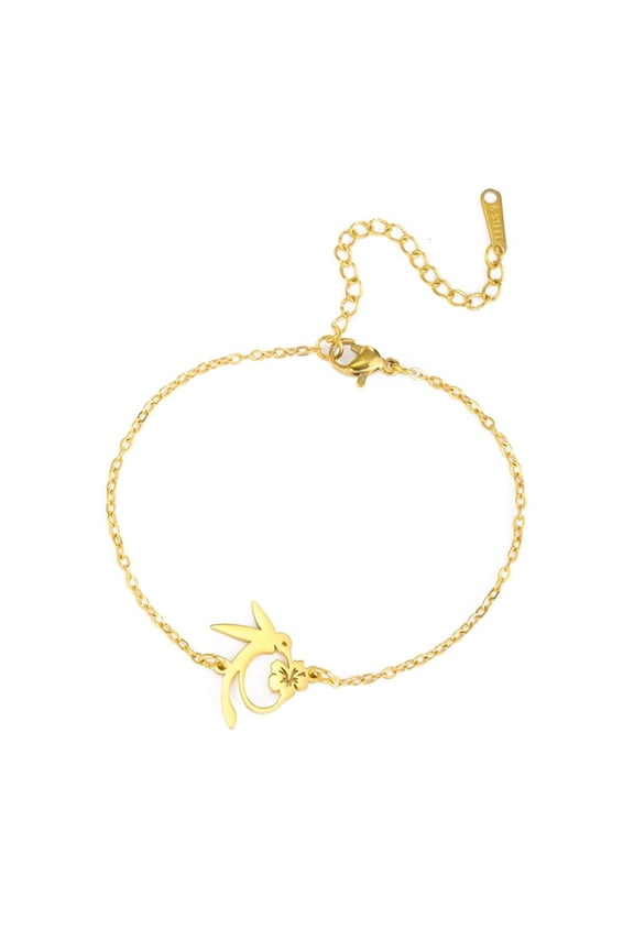 Elegant Hummingbird Flower Charm Bracelet Adjustable Length Handchain Bohemian Wristwear Jewelry for Women and Girls